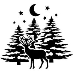 deer and pine trees