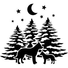 dogs and pine trees