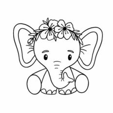 Cute elephant with flower wreath