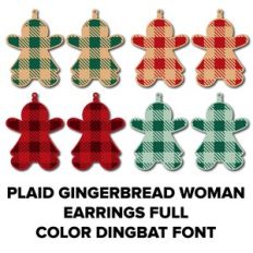 plaid gingerbread woman earrings full color dingbat font