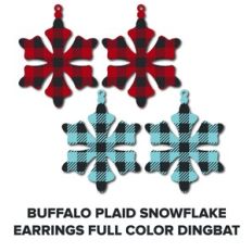 plaid snowflake earrings full color dingbat font
