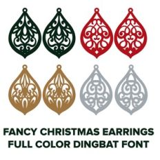 FANCY CHRISTMAS EARRINGS FULL COLOR DINGBAT FONT