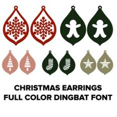 CHRISTMAS EARRINGS FULL COLOR DINGBAT FONT