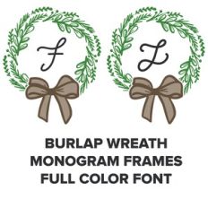BURLAP WREATH FULL COLOR MONOGRAM FONT