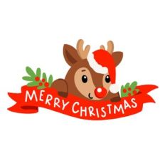 Rudolph the Reindeer with Merry Christmas Banner