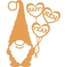 gnome with happy new year balloons