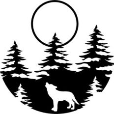 wolf howling and full moon