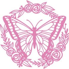 butterfly with flower wreath