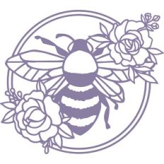 bee floral circle frame