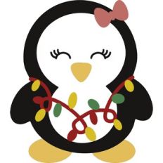 Girl Penguin With Christmas Lights