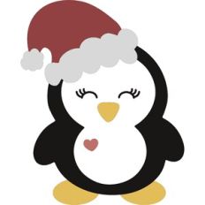 Girl Penguin with Santa hat