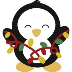 Penguin with Christmas Lights