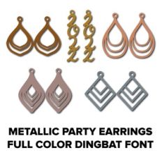 metallic party earrings full color dingbat font