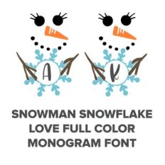 snowman snowflake full color monogram font