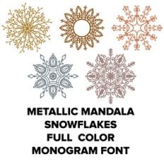 METALLIC MANDALA SNOWSLAKES FULL COLOR DINGBAT FONT