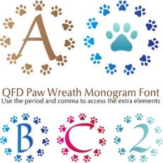 QFD Paw Wreath Monogram Font