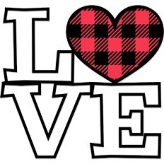 Love Plaid Heart Farm House Style