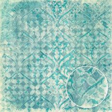 Persian Geometric Grunge Teal Cream Monoprint Background Pattern