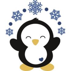 Winter Penguin with Snowflakes