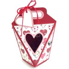 6 Side Pop Up Box with Window and Heart Tag