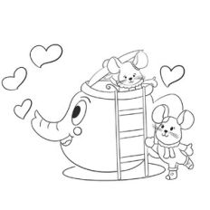 Mice in a Teacup Coloring Pages