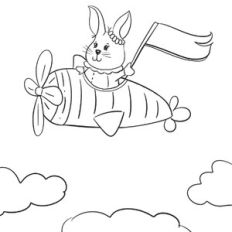 Cute Flying Bunny Coloring Page