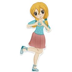 Cute manga Valentine Girl Sticker