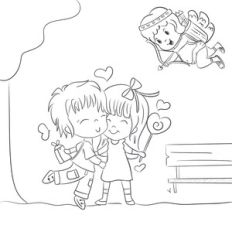 Cute Boy and Girl Valentine’s Coloring Page