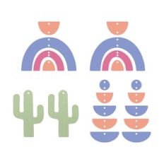 Rainbow and Cactus Earring Template, Faux Leather Earrings