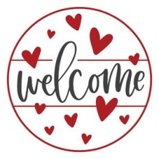 Welcome Round Frame Heart