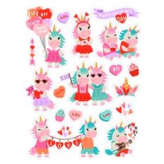 Unicorn Friends Valentine's Day Stickers