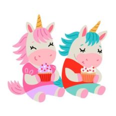 Unicorn Friends Eating Cupcakes