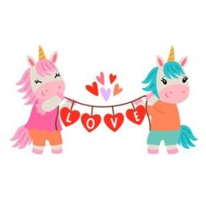Unicorns with Love Heart Bunting