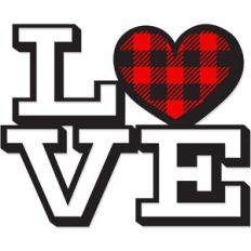 Love Plaid Block Heart Farm House Style