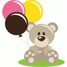 cute bear holding balloons