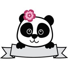 Girl Panda Bear with Banner