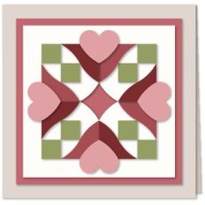 Card Heart Tulips Quilt Block