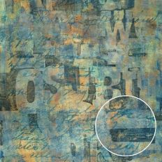 Vintage Grunge Blue Black Ephemera Monoprint Background Pattern