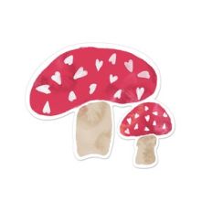 Love Heart Mushrooms Watercolor