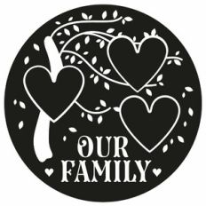Family Tree Circle Frame - Heart - 3 People