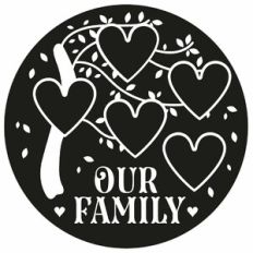 Family Tree Circle Frame - Heart - 5 People