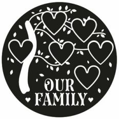 Family Tree Circle Frame - Heart - 6 People