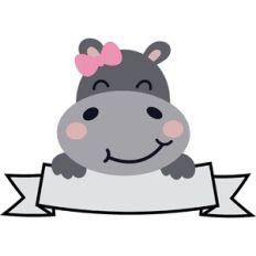 Girl Hippo with Banner