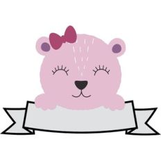Girl Bear with Banner