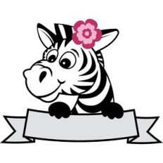 Girl Zebra with Banner