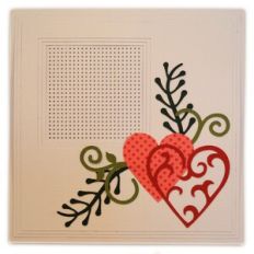 Card Stitched Initial Window with Hearts Vines