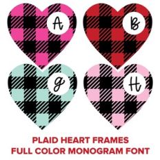 buffalo plaid heart frames full color monogram font