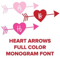 arrow hearts full color monogram font