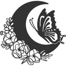 Floral Moon with Butterfly