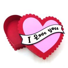 Valentine Scalloped Heart Box I Love You